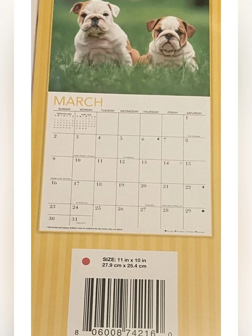 2025 Puppy Dogs Photos 16 Month Calendar 11 x 10 Inches Sealed New.